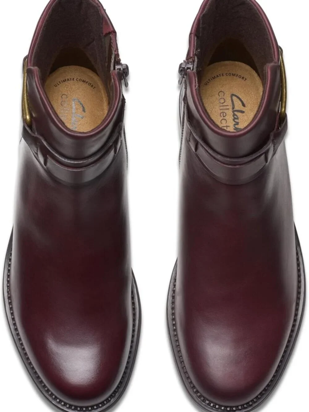 Clarks Burgundy Leather Ankle Boot Size 9.5 W - Picture 3 of 4